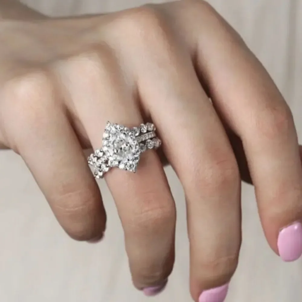 Elegant 3pc diamond wedding ring set